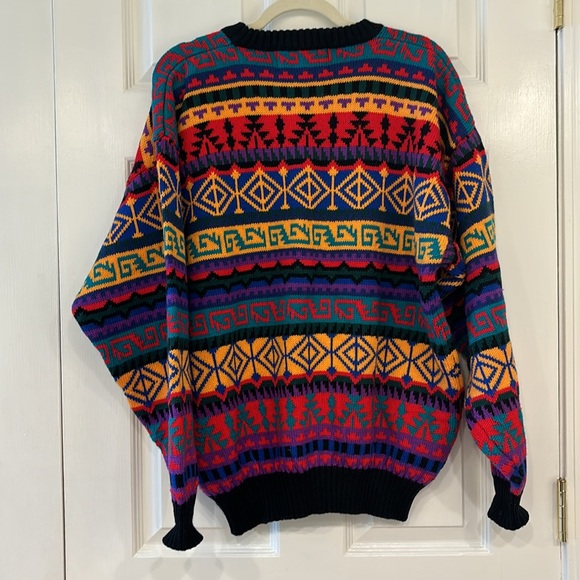 Vintage Obermeyer Colorful Retro Crewneck Wool Ski Sweater Mens size Large - Picture 5 of 7